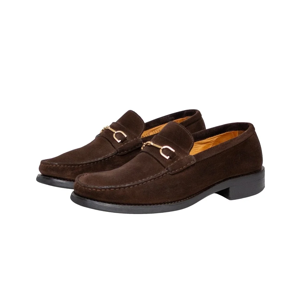 Gucci Mens Dark Brown Suede Horsebit Loafers Lug Sole UK 9 D US 10 D